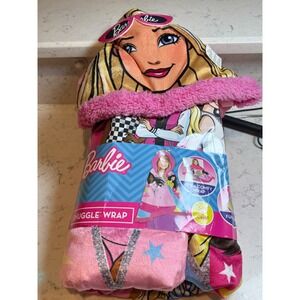 Barbie Snuggle Wrap Hooded Blanket Pink Multi Color Wearable Throw 29x55 NEW